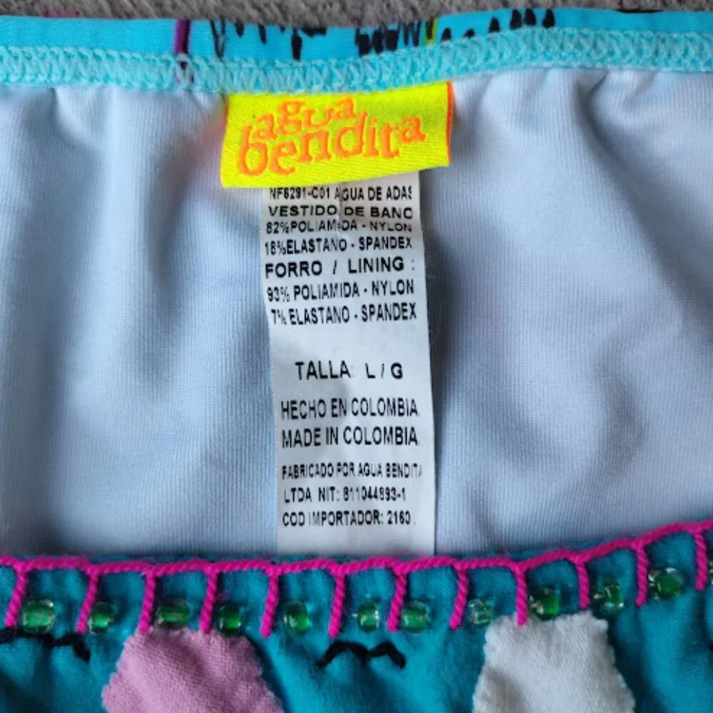 Agua Bendita Multicolor Tie-Side Bikini Bottom - Turquoise, Pink, Purple